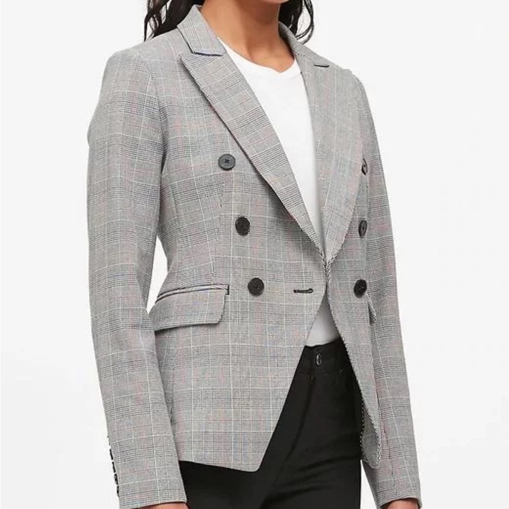 Banana Republic Plaid Double Breasted Blazer